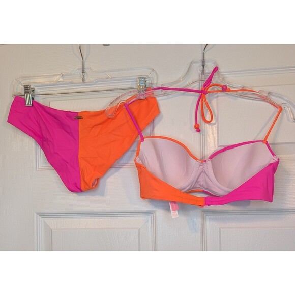 Victoria Secret Fabulous Colorblock Cheeky Swimsuit Bikini 32C Bottoms Small New - Picture 4 of 11